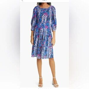 NWT DYVNA Women's Floral Silk Blend 3/4 Sleeve Dress size M